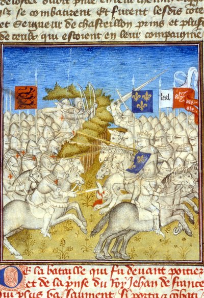 War of Hundred Years: Battle of Poitiers - in “Grandes Chronicles de Saint-Denis”, end of the 14th century by Unknown artist