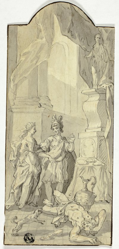 Warrior Conversing with Lady in Banquet, with Dead Man at Their Feet by Unknown artist