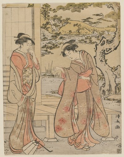 Woman Dropping a Lantern by a Porch by Unknown artist