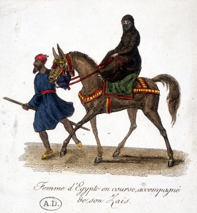 Woman of Egypt Running, Accompanied by Her Zaïs - Engraving, Early 19th Century by Unknown artist