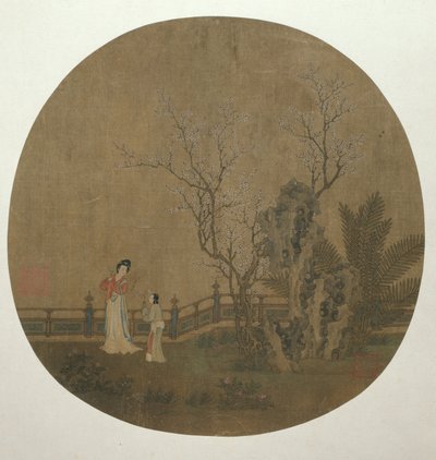 Woman with Female Servant in a Palace Garden by Unknown artist