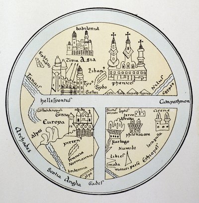 World map from an 11th century Leipzig manuscript by Unknown artist