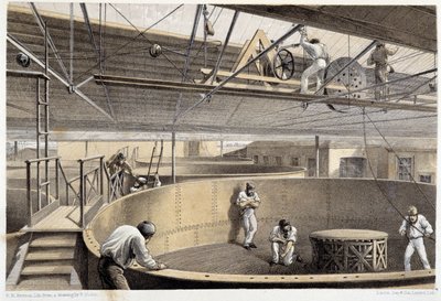 Wrapping the cable into large tanks at Greenwich by Unknown artist
