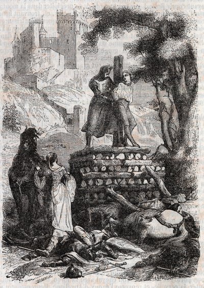 Zerbin on the Bucher, Delivered by Roland - Engraving of 1851 from 