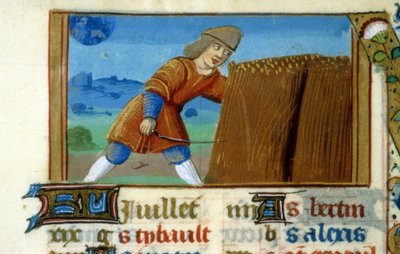 Zodiac Lion and Harvest - Miniature of the Middle Ages by Unknown artist