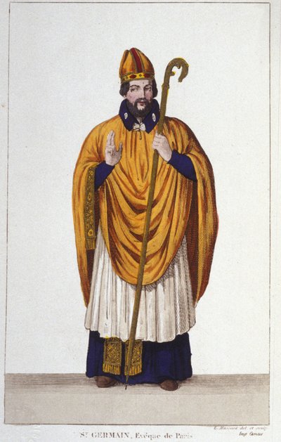 Portrait of Saint Germain, Bishop of Paris (engraving of 1830) by Unknown artist