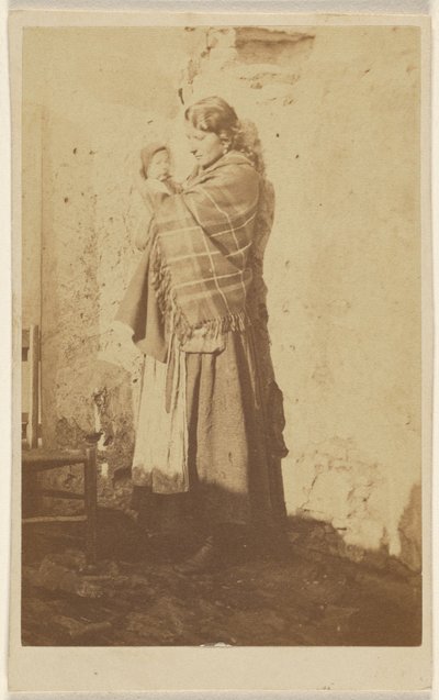 Unidentified woman wearing a shawl, holding a baby by Unknown artist/maker