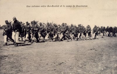 Bir Rashid in Barh el Gazel, Chad, French legionnaire colonial soldiers on patrol. Postcard 1910 by Unknown photographer