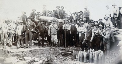 Boers grouped around a cannon during the Transvaal War by Unknown photographer