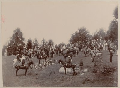 British and Indian riders at a meeting of the Ootacamund Hunt by Unknown photographer