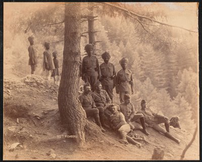 British officers and Indian other ranks, 32nd Pioneers in Afghanistan by Unknown photographer