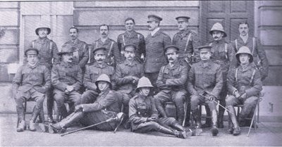 Col Owen, Major Boole-Smith and the other officers of the Dragoon Guards, from After Pretoria: The Guerilla War published by Harmsworth Bros Limited by Unknown photographer