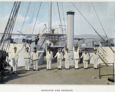 Exercise of Signals - in Album militaire - Marine: Life on Board by Unknown photographer