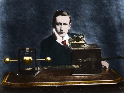 Guglielmo Marconi, Italian physicist and inventor in England in 1896. by Unknown photographer
