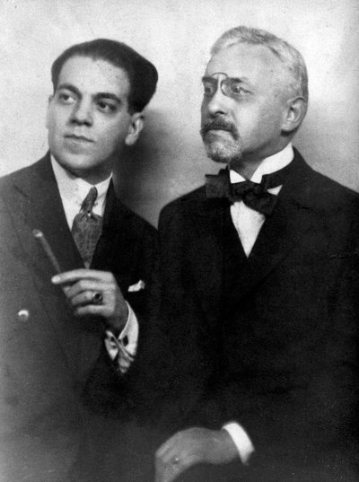 Heitor Villa-Lobos, Brazilian composer, with French composer Florent Schmitt by Unknown photographer