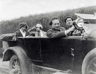Helene Berg, Alma Mahler, Franz Werfel and Alban Berg Photographed in Car by Unknown photographer