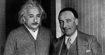 Louis Farigoule aka Jules Romains Received by Albert Einstein, Princeton, USA by Unknown photographer