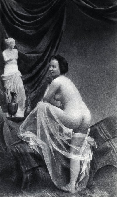 Naked Woman Posing Back (c.1855, Anonymous Photography) by Unknown photographer