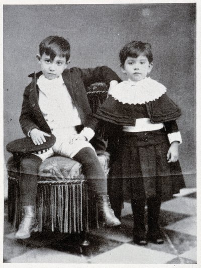 Pablo Picasso at the Age of Seven and His Sister - in Picasso, Iconographic Documents by Sabartes by Unknown photographer