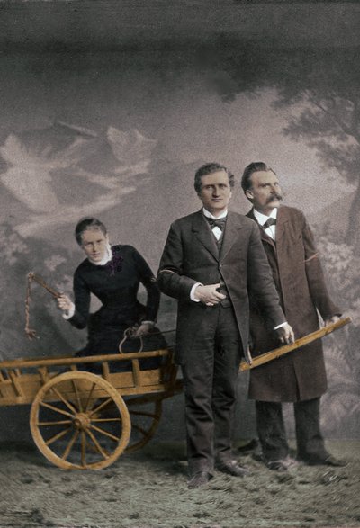 Paul Ree (1849-1901) English philosopher - Lou Andreas-Salome (1861-1937) Russian psychoanalyst - Friedrich Nietzsche (1844-1900) German philosopher - May 1882 by Unknown photographer