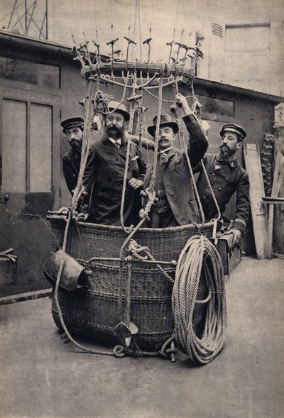 Photographic staging with a hot air balloon. Photography, late 19th century, Paris. Coll. Selva by Unknown photographer
