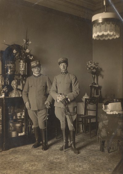 Portrait of Bruno de Pererelli in Uniform with a Soldier by Unknown photographer