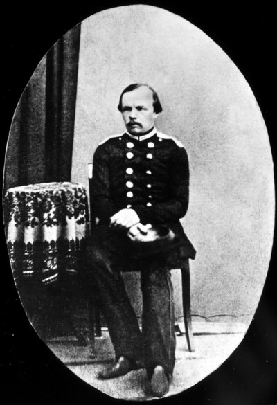 Portrait of Dostoyevsky young, sitting, in medallion by Unknown photographer