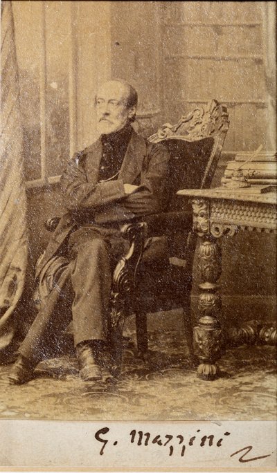 Portrait of Giuseppe Mazzini, with autograph by Unknown photographer