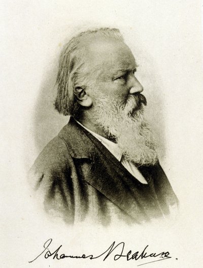 Portrait of Johannes Brahms, German composer on an autograph photograph. by Unknown photographer
