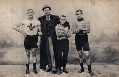 Portrait of the Gladiator cycle team. Photography, late 19th century, Paris. Coll. Selva by Unknown photographer