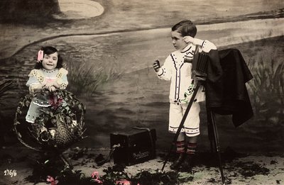Portrait of two children in a photographer