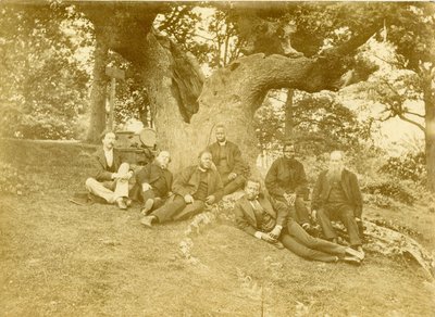 Seven of the Leading Members of the Church Missionary Society in Sierra Leone and Nigeria Sitting Beneath the Wilberforce Oak at Keston, Kent, United Kingdom by Unknown photographer