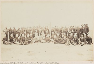 Survivors 94th Regt & Colors, Bronkhurst Spruit. - December 20th 1880, Pretoria, Transvaal War (1880-1881), 5 April 1881 by Unknown photographer