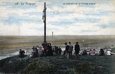 The Calvary of the cliff of Aval. The Treport. Colorful photograph from the beginning of the 20th century by Unknown photographer