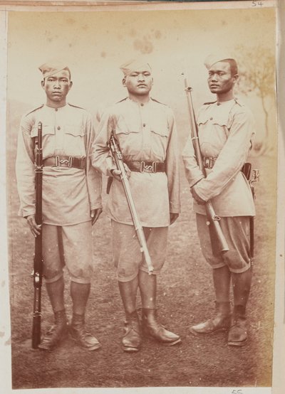 Three soldiers of the 4th Gurkha (Rifle) Regiment by Unknown photographer