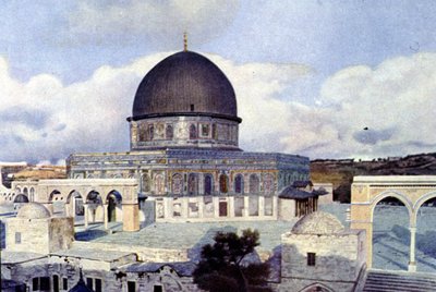 View of the Mosque of Omar in Jerusalem. Autochrome by Unknown photographer