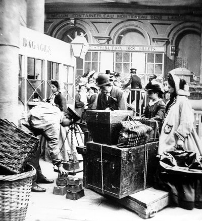 Passengers Overseeing the Weighing of the Luggages in Gare de Lyon in Paris, at the Time of the Second Empire in France by Unknown photographer