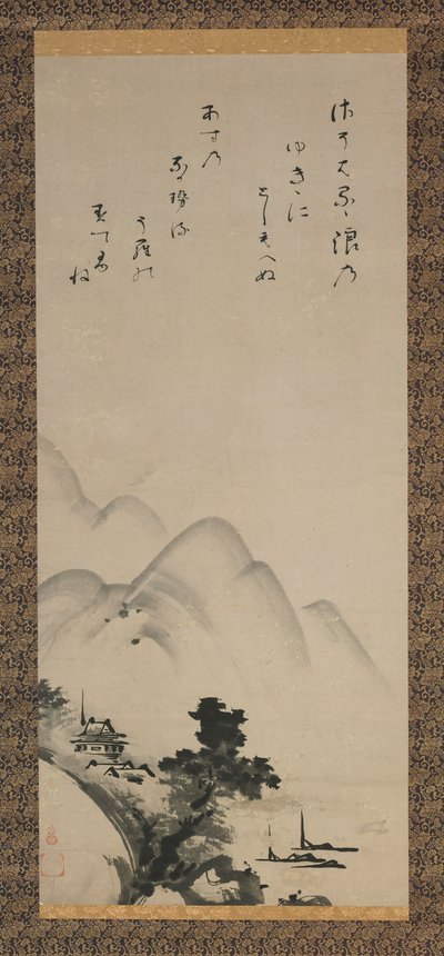 Hanging scroll depicting a landscape, Edo period, 17th century by Unkoku Toeki