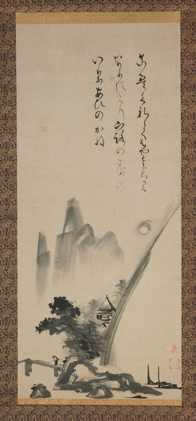 Hanging scroll depicting a landscape scene, Edo period, 17th century by Unkoku Toeki