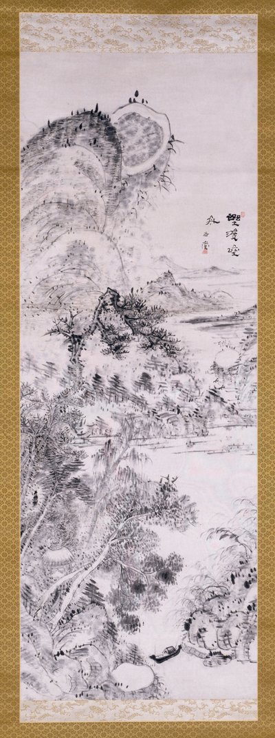 Empty Ferry at a Wilderness Crossing by Uragami Gyokudo