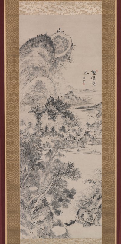 Empty Ferry at a Wilderness Crossing, c.1800 by Uragami Gyokudo