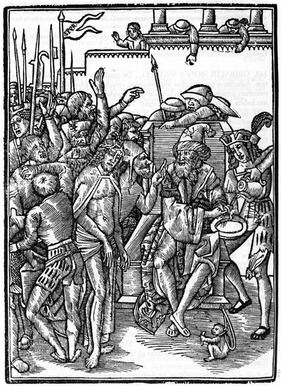 Christ before Pontius Pilate. Xylography of Urs Graf from 1514. Private collection. Milan. by Urs  Graf