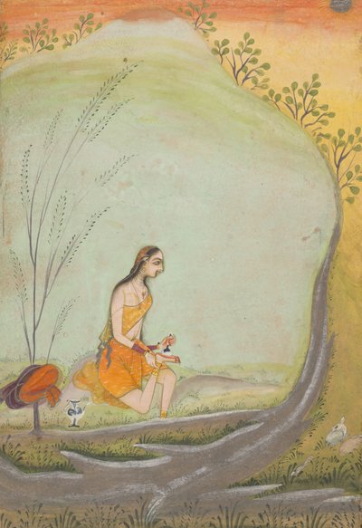 A Lady Applying Henna to Her Foot by Ustad Mohamed