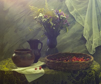 Moody Floral and Cherries by UstinaGreen