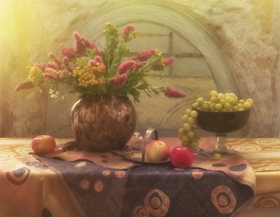 Warm Floral Fruit Still Life by UstinaGreen
