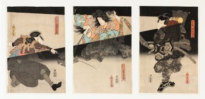 Cherry Spirit Triptych by Utagawa (1786-1865) Kunisada