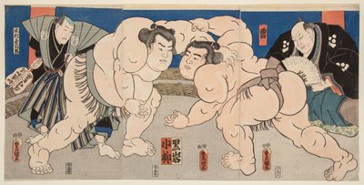 Sumo Wrestling Match between Koyanagi and Kuroiwa by Utagawa Kunisada