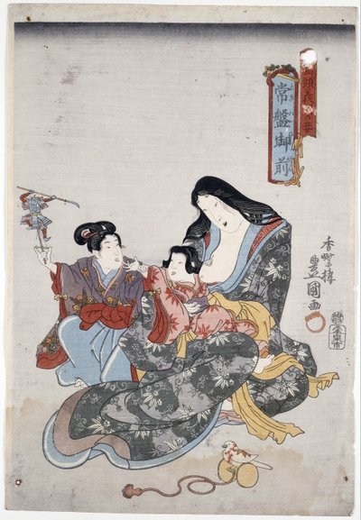 Tokiwa Gozen and Her Children by Utagawa Kunisada