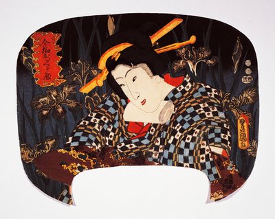 Portrait of courtesan with iris in background by Utagawa Kunisada