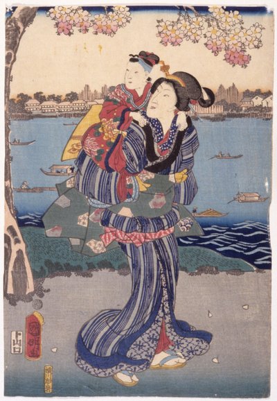 Viewing Cherry Blossoms At Mukojima by Utagawa (1835 1888) Kuniaki